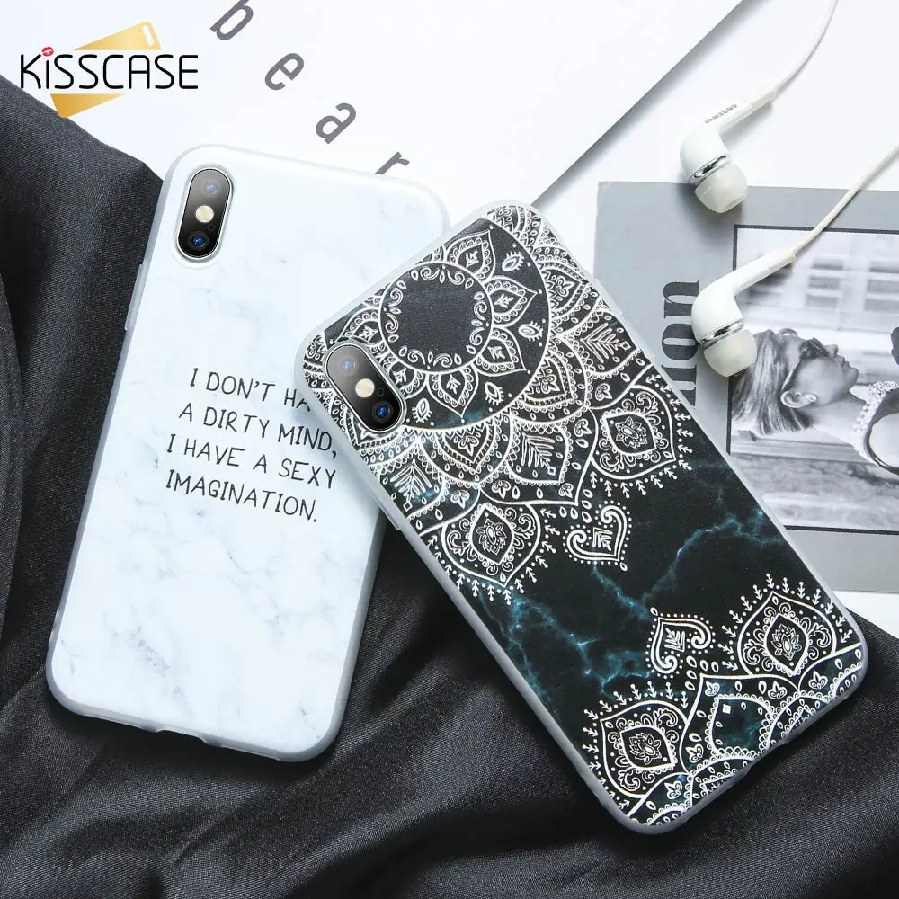 KISSCASE Marble Flower Phone Case For iPhone 11 8 7 X XR plus 6 6S Plus Capa XS MAX Cover | Мобильные телефоны и