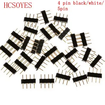 

HCSOYES 100pcs 4 Pin/5pin Male Plug Adapter led RGB Connector For RGB 5050 3528 smd LED Strip