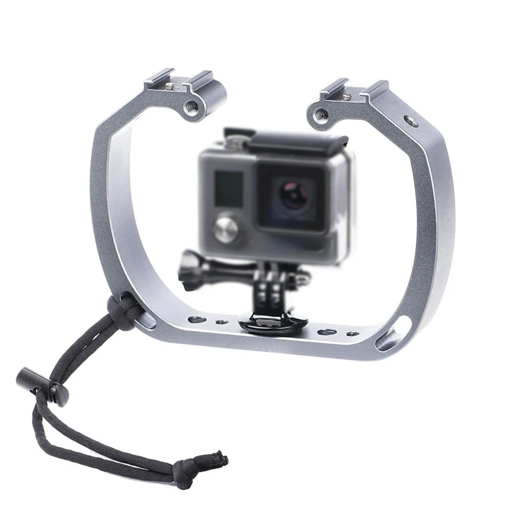 

Ergonomic Cold Shoe Mount Fill Light Tool Underwater Diving Support Camera Holder Rig Portable Aluminum Alloy For GoPro