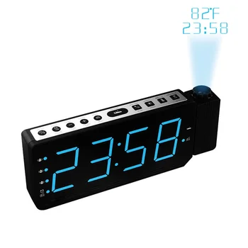 

Projector Digital Alarm Clock LED Electronic Projection Clock FM Radio Snooze Timer Temperature Display Radio Table Clocks