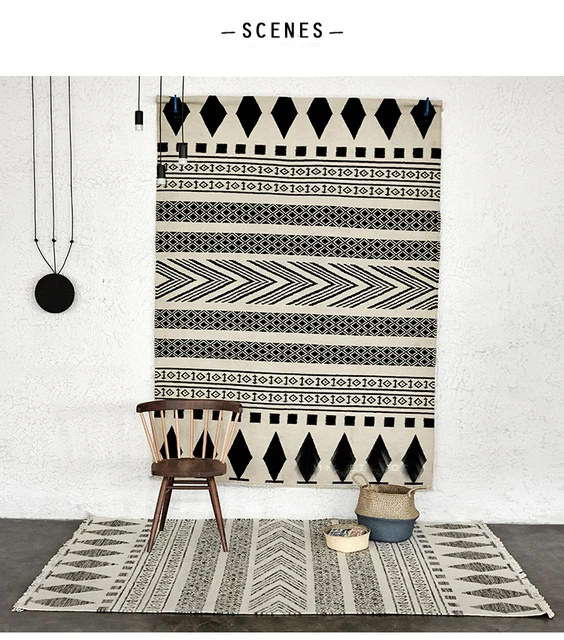 100 wool handmade carpet geometric indian black and white rug plaid striped modern contemporary design - Black And White Rug 100 wool handmade carpet geometric indian black and white rug plaid striped modern contemporary design - Black And White Rug