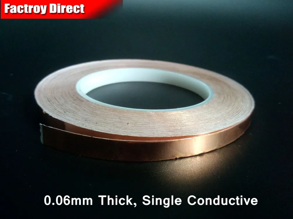 

( 8mm*30M*0.06mm) Electric Conduct Adhesive Copper Foil Tape for Electromagnetic Wave Radiation EMI Shielding Mask