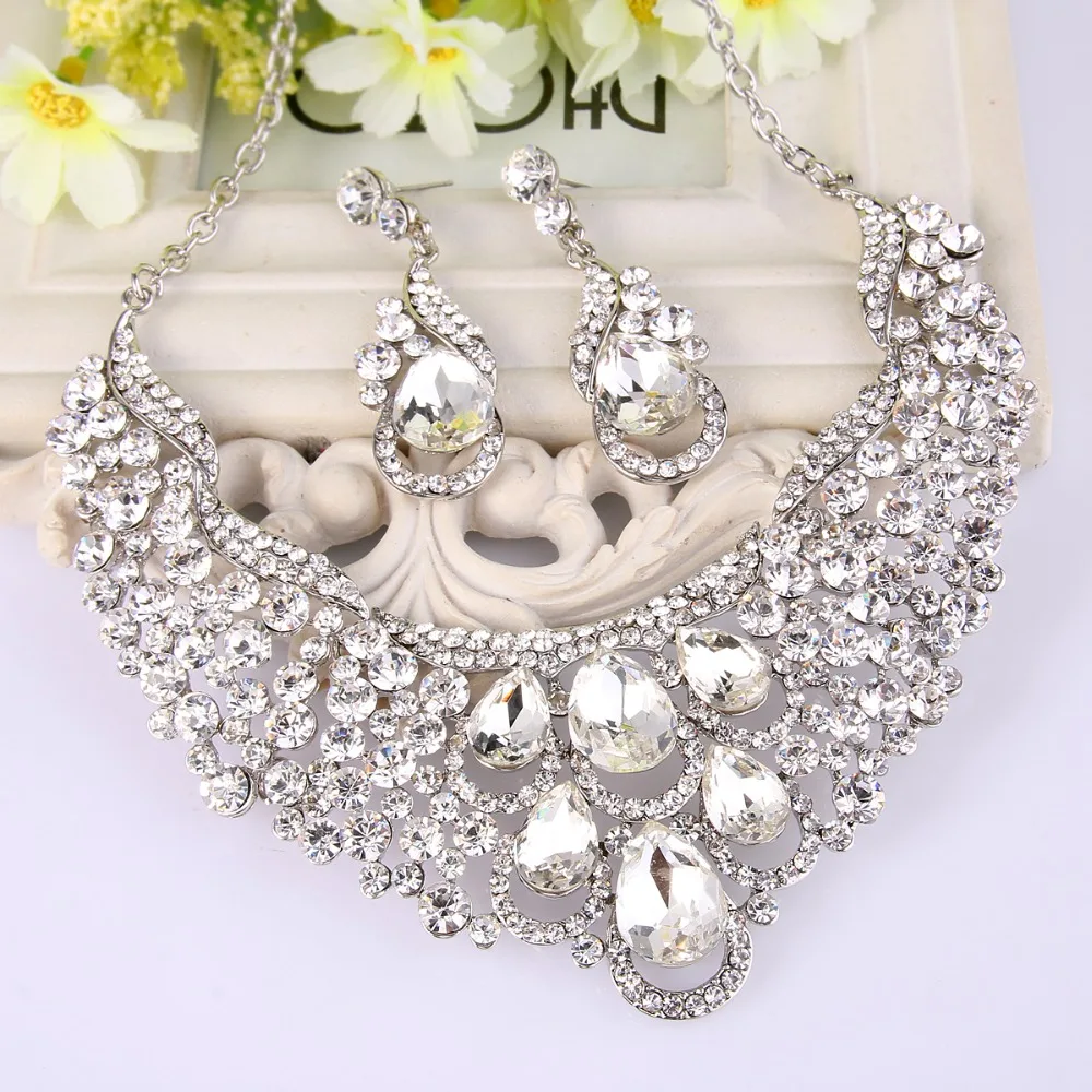 Buy Bella Fashion Teardrop Bridal Necklace Earrings