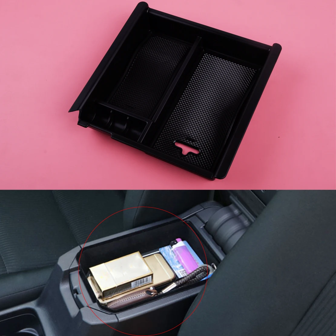 DWCX Armrest Box Storage Organizer Case Tray Container fit for Toyota
