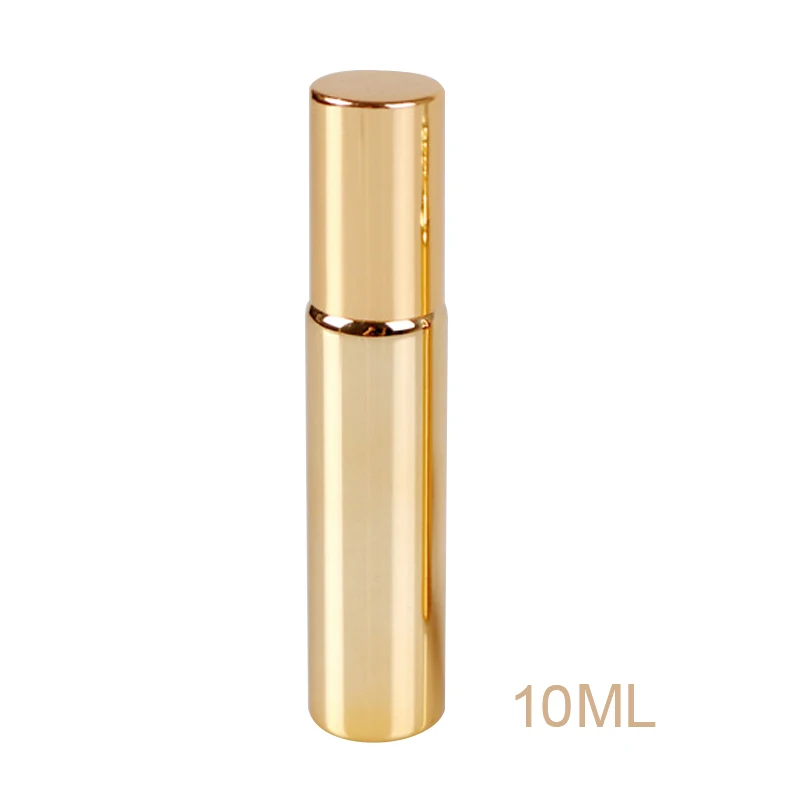 

10ml Mini Travel Portable Empty Refillable Bottles UV Coating Container Gold Roll on Bottle For Essential Oil Perfume Fragrance