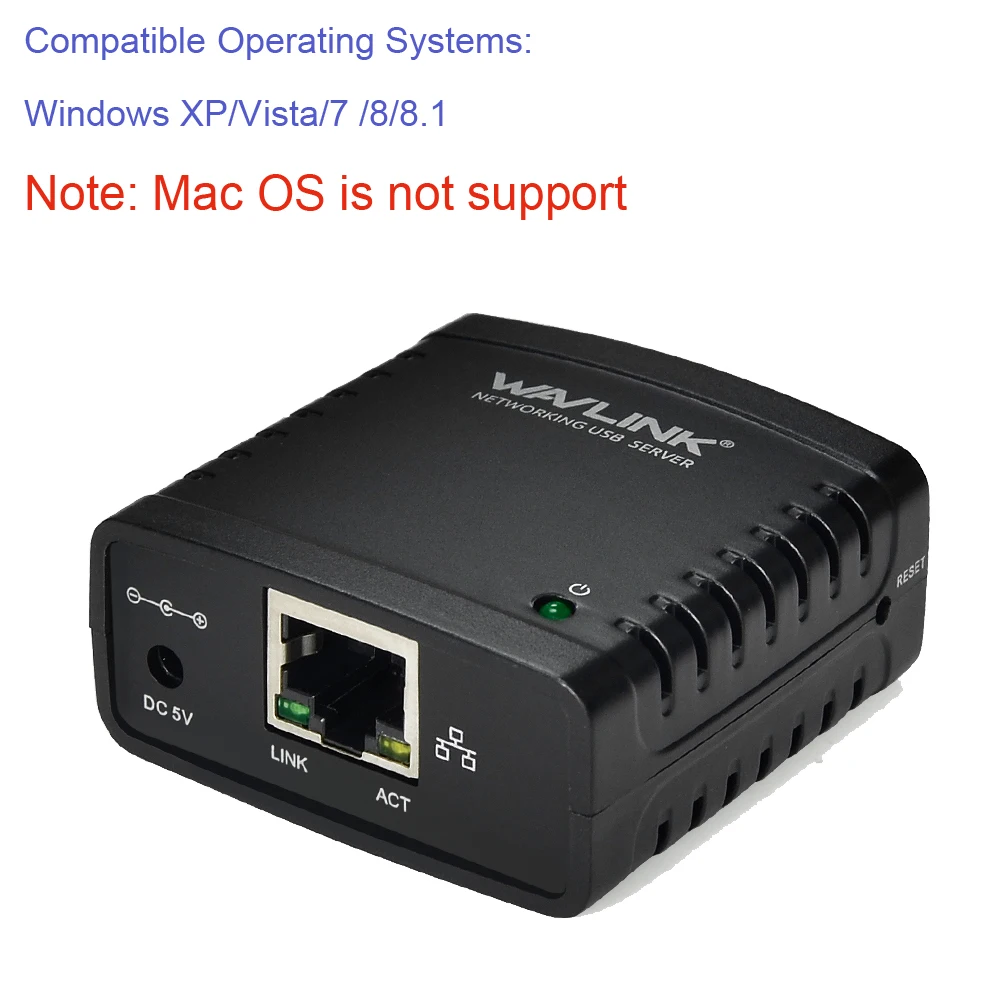  Wavlink USB 2.0 LRP Servidor de Impresión para Compartir una LAN Ethernet Impresoras de red Adaptad