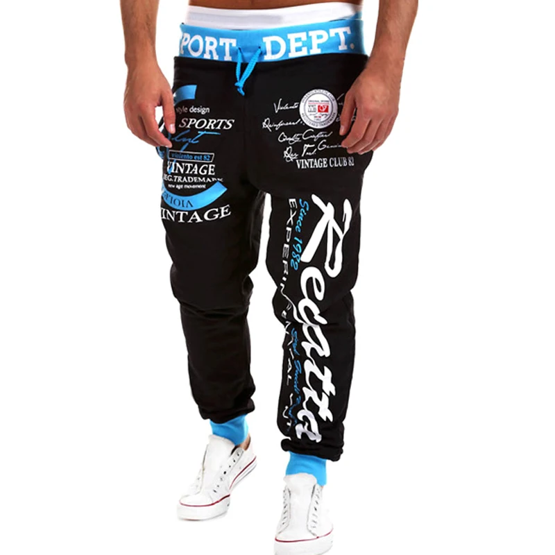 Men Sweatpants 2017 New Fashion Mens Clothes Letter Printed Hip Hop Harem Pants Casual Joggers Elastic