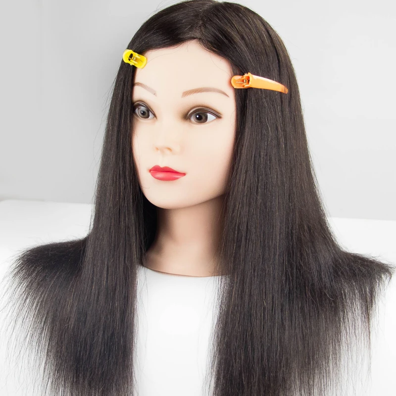 

100 real human hair female mannequin practice training head for barber hair styling beauty dummy hair doll manican head