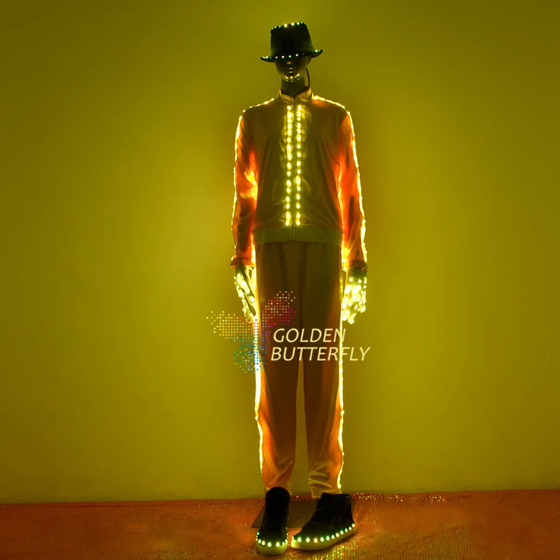 LED Clothing Fashion Luminous Pants Suits Glowing Hat Talent Show Men/Woman Glowing Clothes With Da