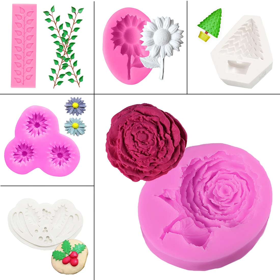 

1PC Flowers/Leaves Shape Soap Mold Kitchen Cake Decorating Tools Silicone Cake Mold Fondant Pastry Baking Pan