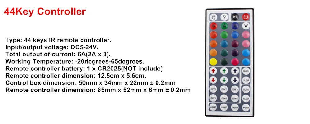 Пульт дистанционного управления Мини RGB светодиодный Управление; DC12V с ИК 24Key 44Key дистанционного Управление для светодиодные RGB ленты Светодиодные модули