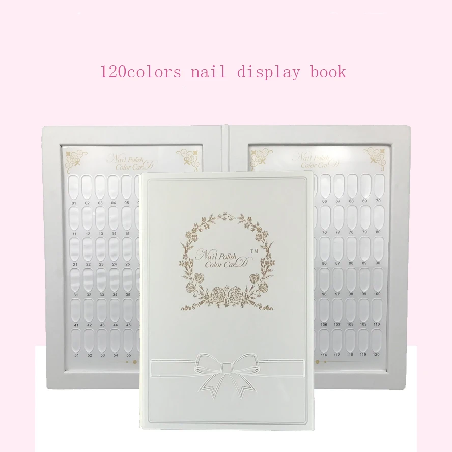 

New Acrylic Nail Display Book 120colors Nail Card Book Art Display Board Color Card Salon With Full Nail Tips