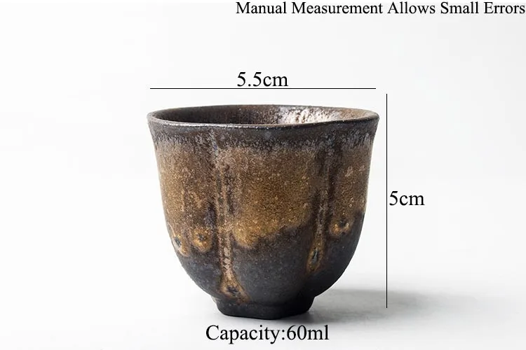 60 мл, японский стиль, грубая керамика, чайная чашка ручной работы, керамическая чашка, винтажная, ржавчина, Золотая глазурь, маленькая чайная чаша, чашки для саке, посуда для напитков