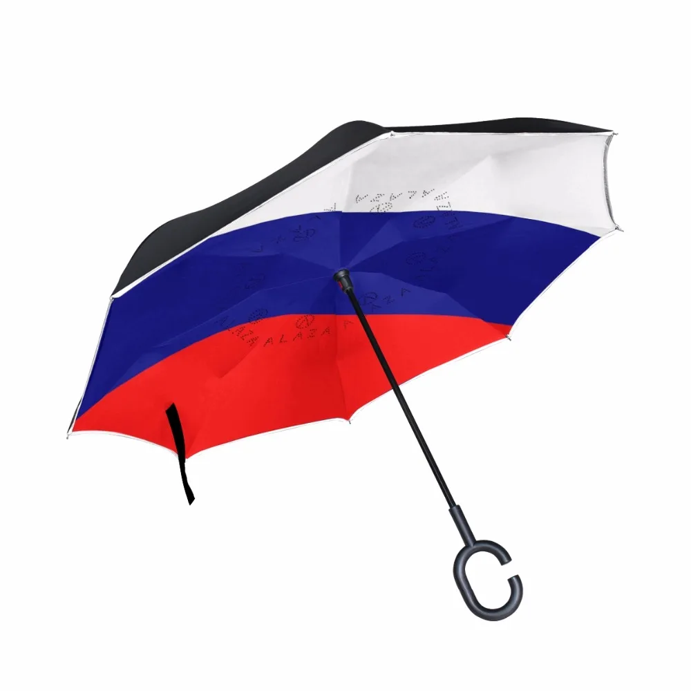 Ветрозащитный российский флаг обратный зонтик двойной слой перевернутый Chuva