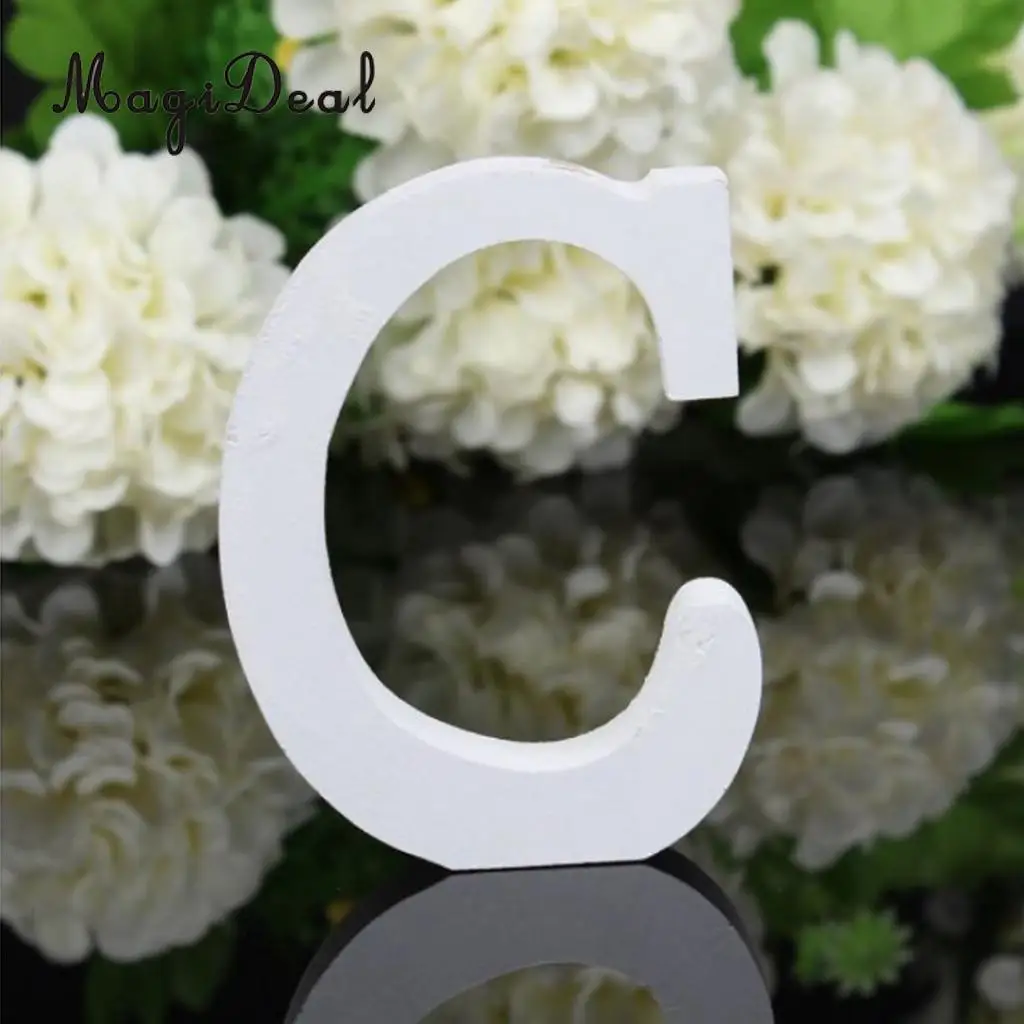 Wooden Alphabet DIY Block Words Sign Hanging Decor Letter for Home Bedroom Office Wedding Party Decor White