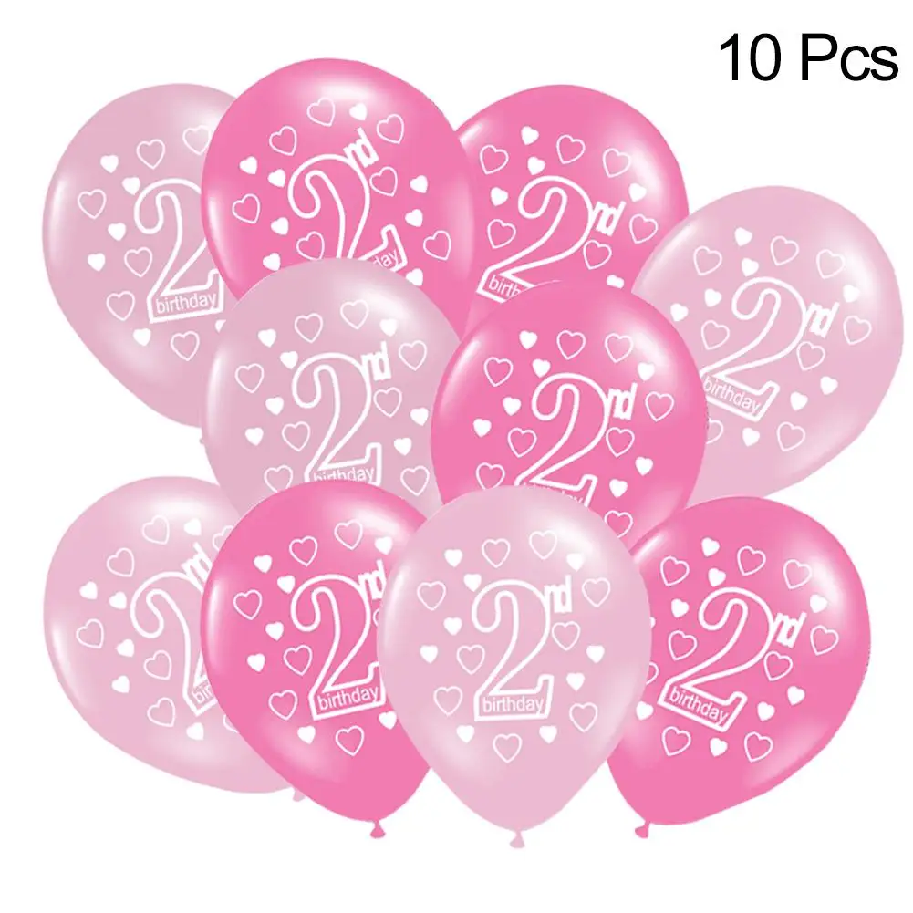 

10 PCS Baby Happy 2nd Birthday Party Print Party Decoration Balloon Shoot Props
