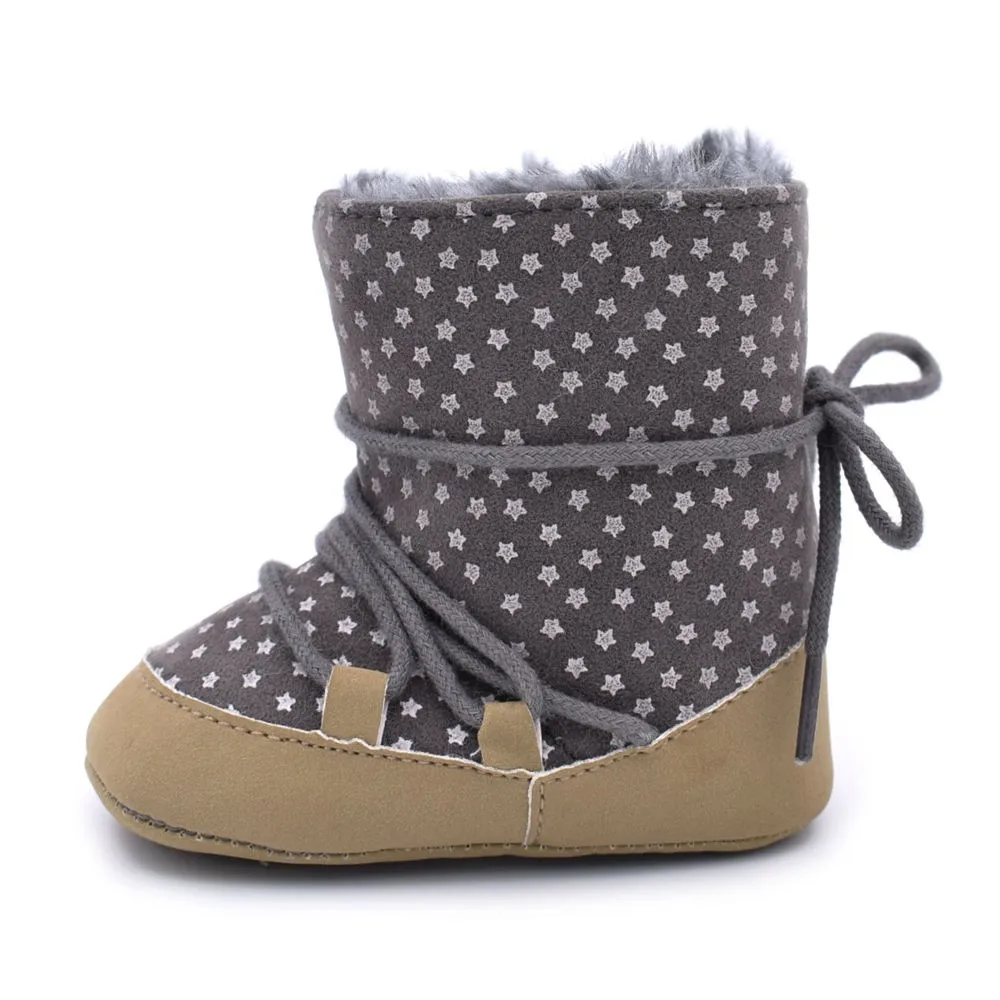 Зимние супер теплые младенческой мягкой подошвой зимние сапоги на шнуровке для маленьких мальчиков и девочек Мокасины детская обувь для