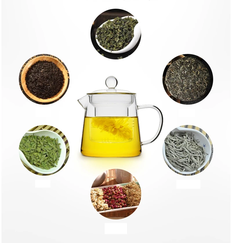 Элегантный стеклянный чайный сервиз из боросиликатного стекла, чайный горшок с чашками, бамбуковый чайный поднос, чайный сервиз, подогреватель, стеклянный чайный горшок, подарочный набор