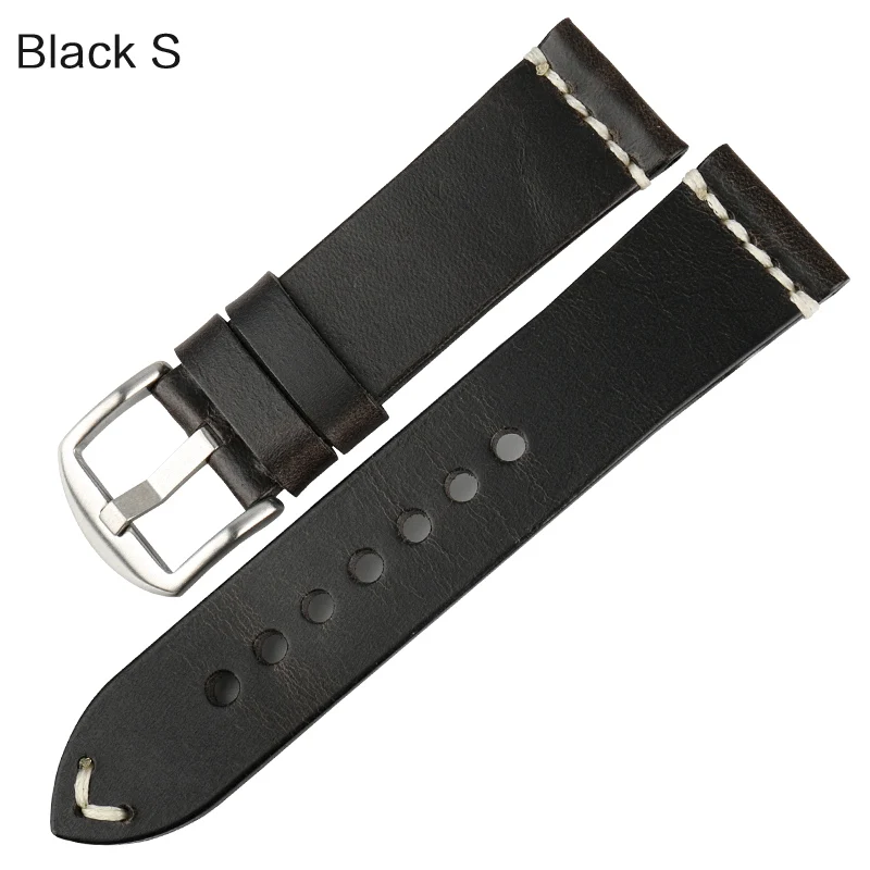 MAIKES Luxury Leather Watch Band with Steel Buckle - Retro Red Grain, 6 Color Options