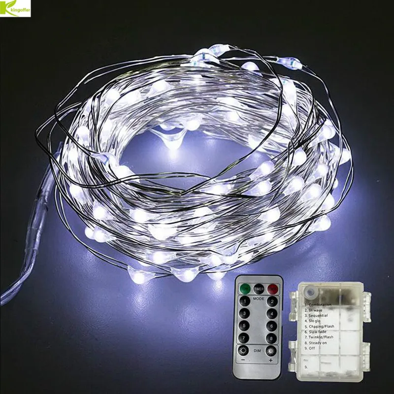 

Outdoor Waterproof Box Battery Powered LED Fairy String Lights with Remote Control Flexible Silver Copper Wire Christmas light