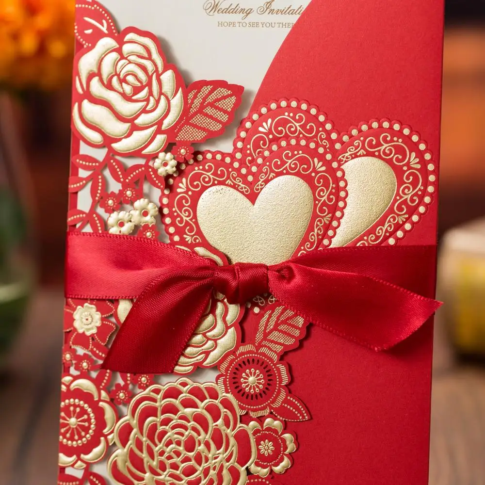  Wholesales One Pack (25 Sets) Laser cut Wedding Invitations with rsvp Cards Kit and Envelopes For p - 33037691059