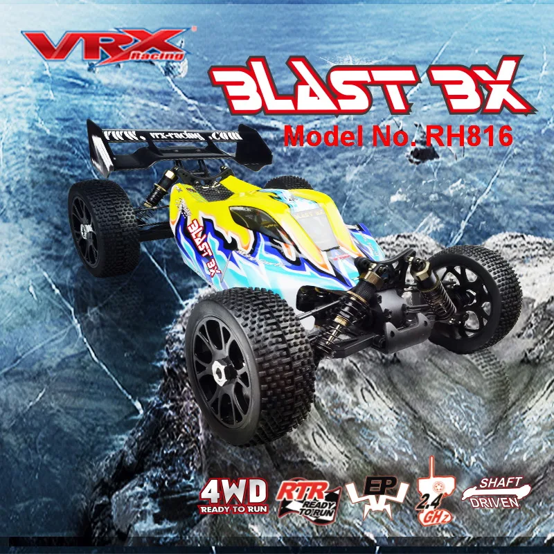 

VRX Racing RH816 brushless 1/8 scale 4WD Electric off road rc car,RTR/60A ESC/3650 motor/11.1V 3250mAH Lipo Battery/2.4GHz