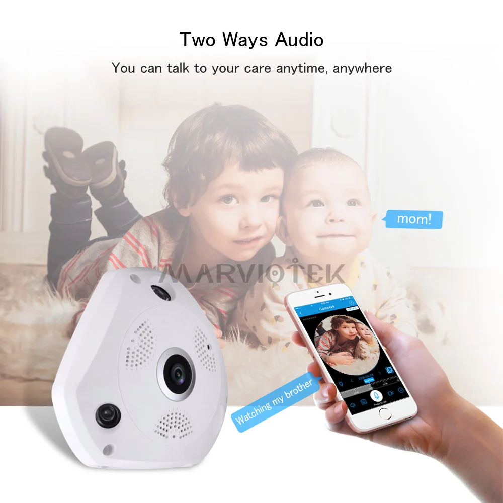 Беспроводная 360 VR IP камера wifi 3MP видеонаблюдения панорамная ip цифровая ptz мини HD