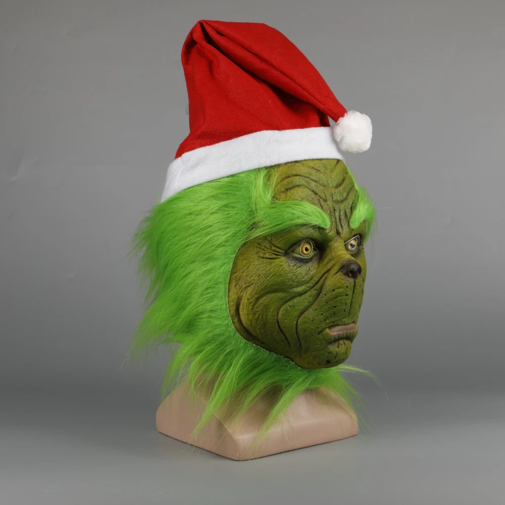 Новинка, забавные вечерние латексные маски Grinch на Рождество, маска на голову для Хэллоуина, костюм Grinch, реквизит