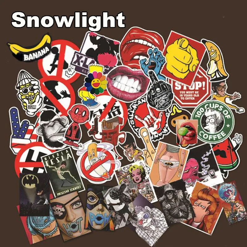 40 Pcs Spoof Warning Sign Cool PVC Waterproof Fun Sticker Toys The Luggage Fashion Laptop Stickers Handbag Decoration Stickers