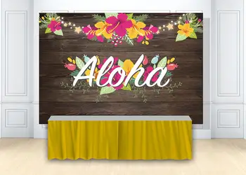 

HUAYI Summer Aloha Luau Party Backdrop for Birthday Party Decoration Tropical Hawaiian floral wooden Photo Background w-2021