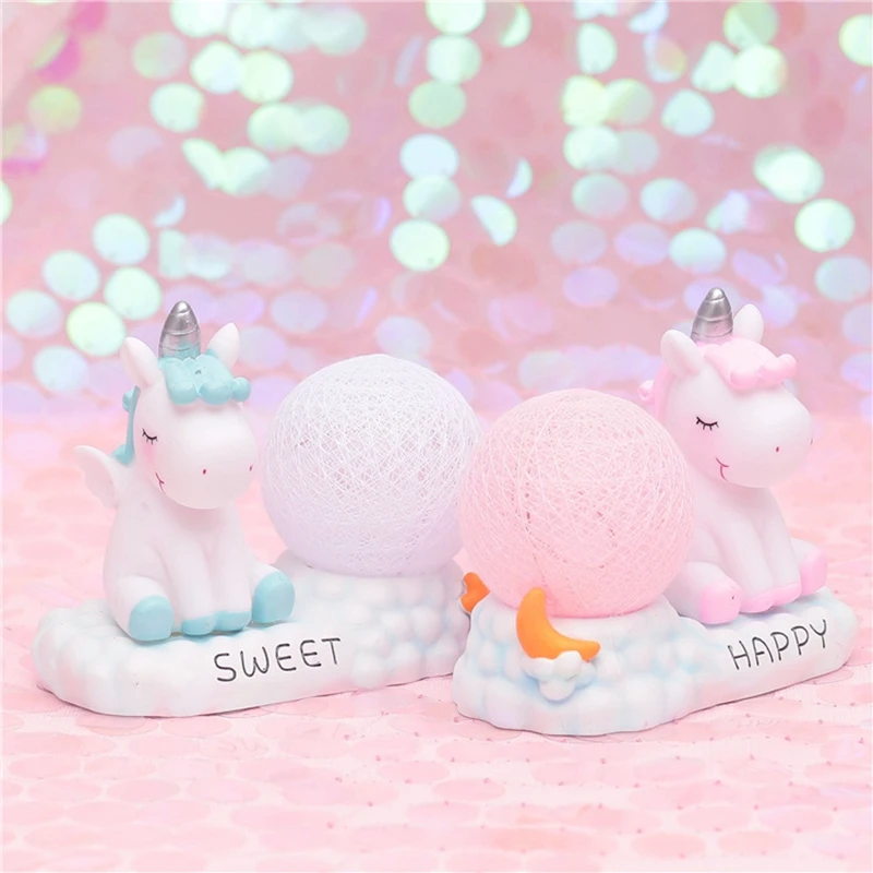 Resin Unreal Unicorn Rattan Ball Party LED Night Light Animal Kid Bedroom Decorative Lights Cartoon Nursery Toy Lamps Table Lamp (2)