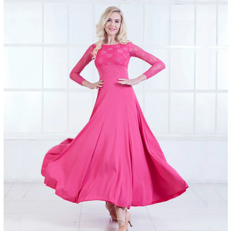 Modern Dance Dress Long Sleeve Ballroom Dance Costume National Standard Dress Waltz Performance Clothing B-6215