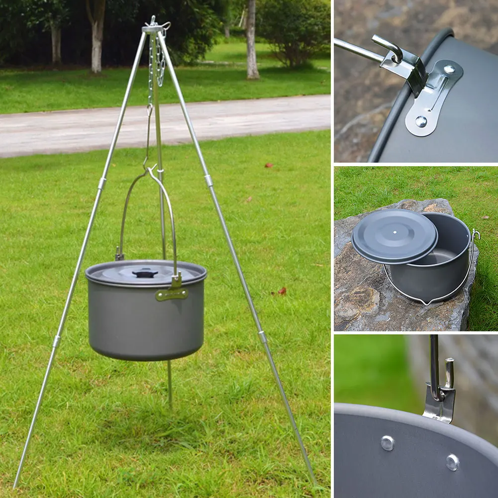 Comprar 2019 nueva olla para acampar al aire libre de aleación de aluminio olla de 5 8 olla de marcha caldero de picnic