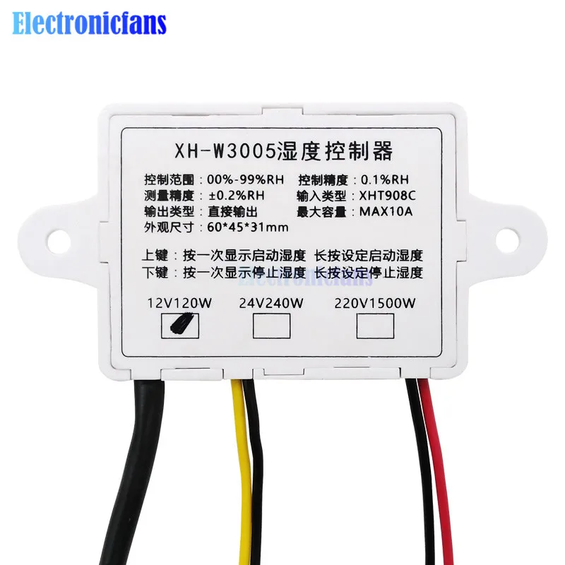 110 В переменного тока, 220 В, 12 В, 24 В, XH-W3005 W3005, цифровой регулятор влажности, гигрометр, переключатель контроля влажности, гигростат с датчиком влажности