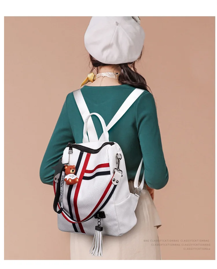 WHITE BLACK Bags For Women 2021 New Fashion Zipper Ladies Backpack PU Leather School Bag Crossbody shoulder bag for you stylish backpacks for kid