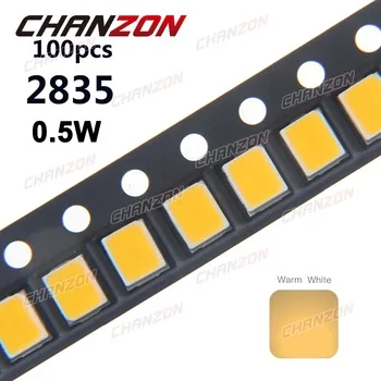 100pcs  SMD 2835 Warm White LED Chip 0.5W 3V 150mA 50-55LM Ultra Bright SMT Surface Mount LED Chip DIY Light Emitting Diode Lamp