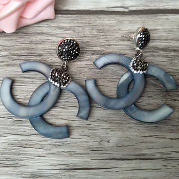 

5 pairs Natural shell charm Open Circle Dangle Earrings DIY making Earrings Handmade Jewelry For Women ER193