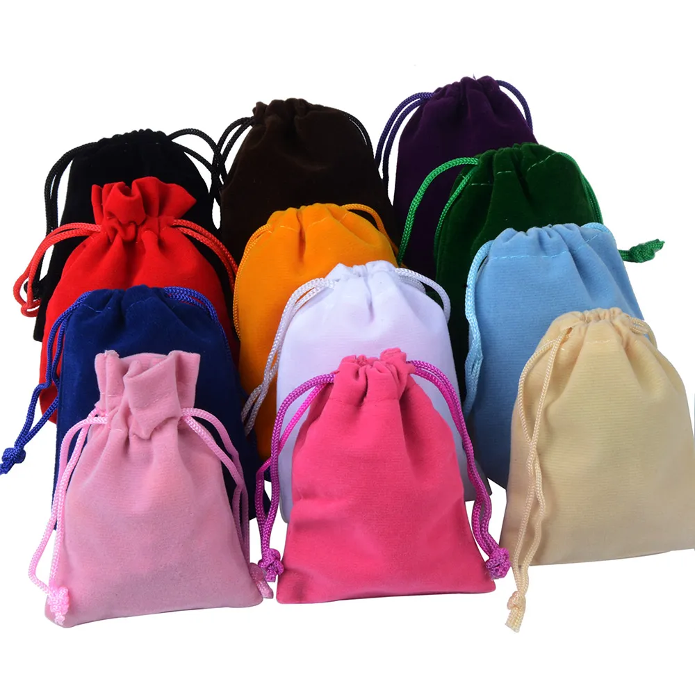 25 шт./лот 7x9 см ювелирные изделия Упаковка бархатный мешок, бархат шнурок сумки и мешки - Цвет: Random Mixed color