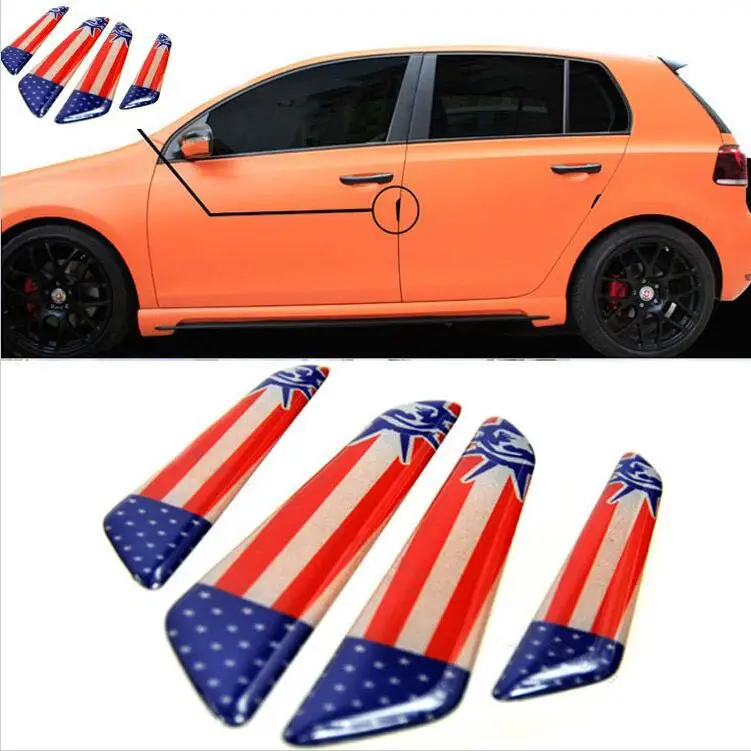 4pcs US Flag Auto Car Door Anti Scratch Guard Protector Bumper Molding Trimdoor handle jeep