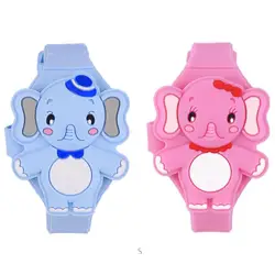 2 шт./партия, детские часы с милым розовым и синим слоном для маленьких девочек и мальчиков, 3D Мультяшные животные, цифровые силиконовые часы