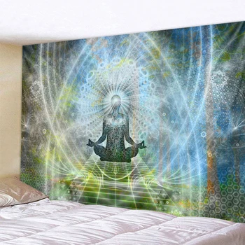 

Indian Buddha Statue Meditation Tapestry Wall Hanging Mandala Tapestries Wall Cloth Psychedelic Yoga Carpet Boho Decor