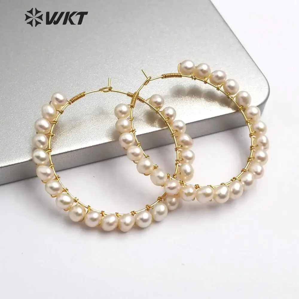 

WT-E547 Natural Pearl Earring White Yellow Purple Color Round Pearl Earring Garland Shape Beautiful Earring Wedding Jewelry