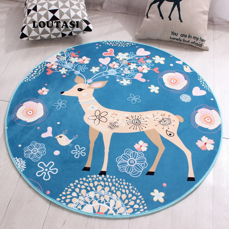 LOUTASI Sika олень напечатанный капитан круглый коврик для гостиной коврик мультяшный коврик для спальни ковер для детской комнаты