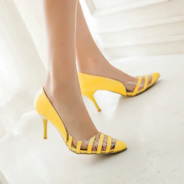 plus size 46 women fashion shoes high heels Thin woman pumps sexy elegant Spring Autumn Slip On non-slip ladies pumps shoes