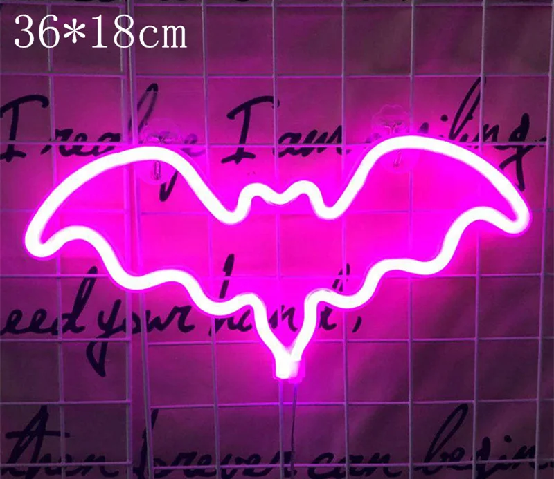 Модный Красочный неоновый зеленый светодиодный неоновый светильник, праздничные, рождественские, вечерние, свадебные украшения, детская комната, ночник, домашний Настенный декор, бар - Испускаемый цвет: Bat pink