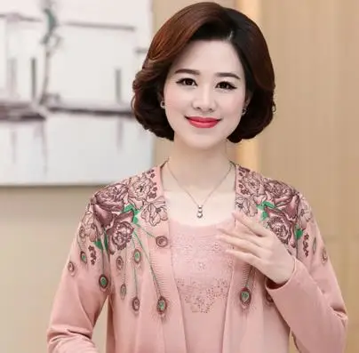 lotus pink Clobee осень зима Мать размера плюс кардиган женский вязаный Твинсет свитер женский длинный рукав свободный блуза трико S775 - Цвет: lotus pink
