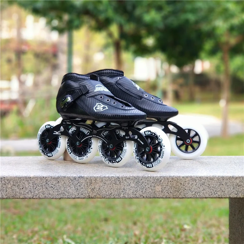 الاتحاد الأوروبي طبعة الكربون الألياف مضمنة سرعة التزلج على الجليد الأسود الأحمر الأزرق روز الأصفر 110 ملليمتر 100 ملليمتر 90 ملليمتر بو عجلة سب...