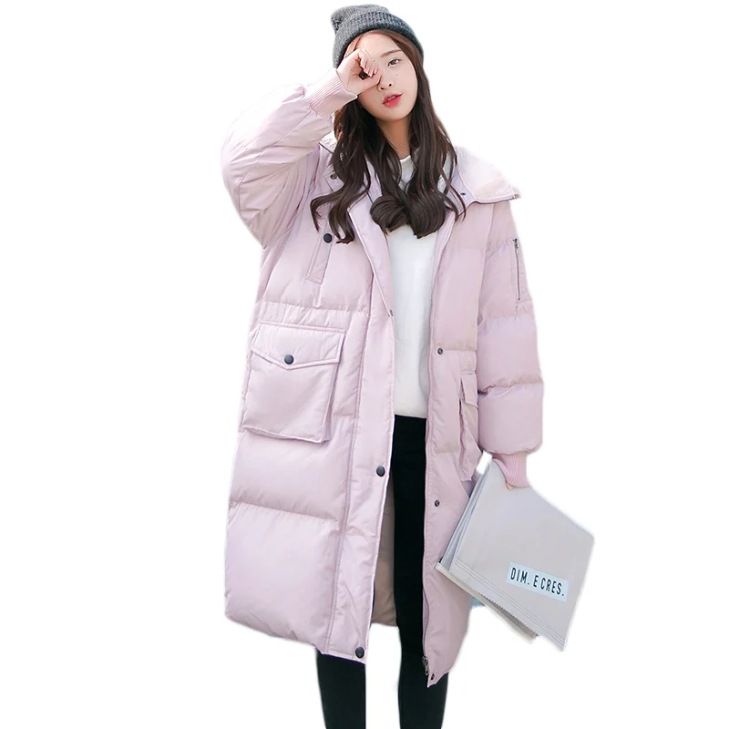 Longue rose Coréenne Manteau Chaud Chaude Oversize Veste D'hiver De Noir 2018 Épaississent Femmes Manteaux Nouvelles Survêtement Parkas menthe Coton D028 tX0UqAw0