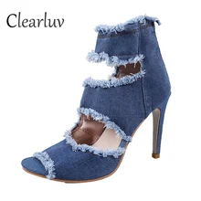 Summer new sandals fish mouth fine with Roman women's shoes fashion super high with 10CM sandals back zipper hole denim sandals цена Summer new sandals fish mouth fine with Roman women's shoes fashion super high with 10CM sandals back zipper hole denim sandals цены онлайн