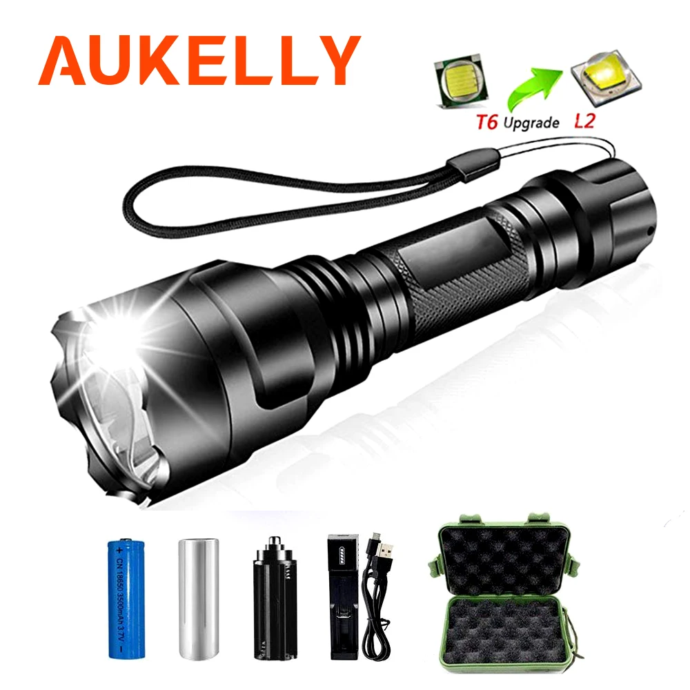 

Aukelly Super bright LED Flashlight 3 lighting modes Led Torch Long Range linternas for Night Riding Camping Hiking Hunting Lamp